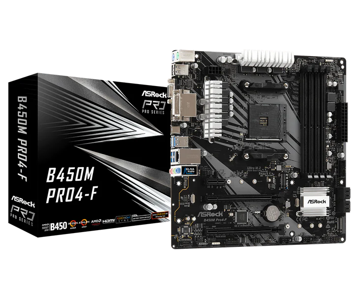 ASRock B450M Pro4-F AMD AM4 Micro-ATX